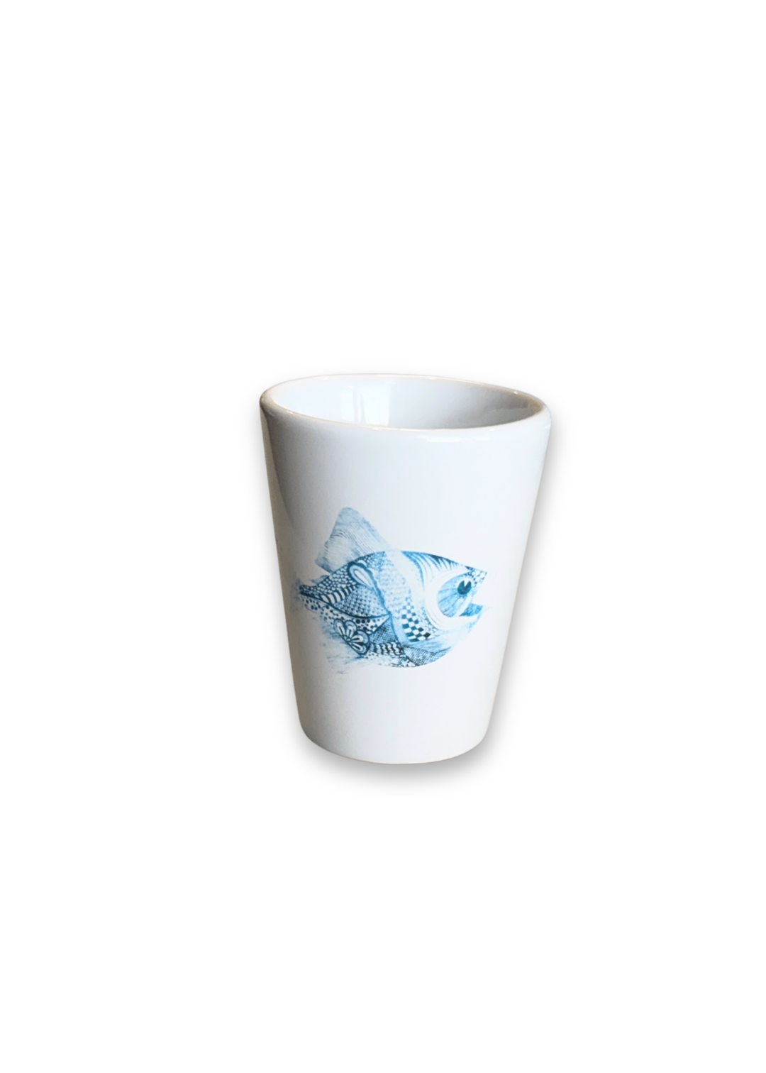Coastal Blue Fish Porcelain Ceramic Shot Glass