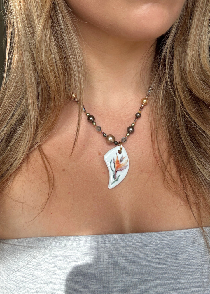 Floral Pendant Beaded Necklace