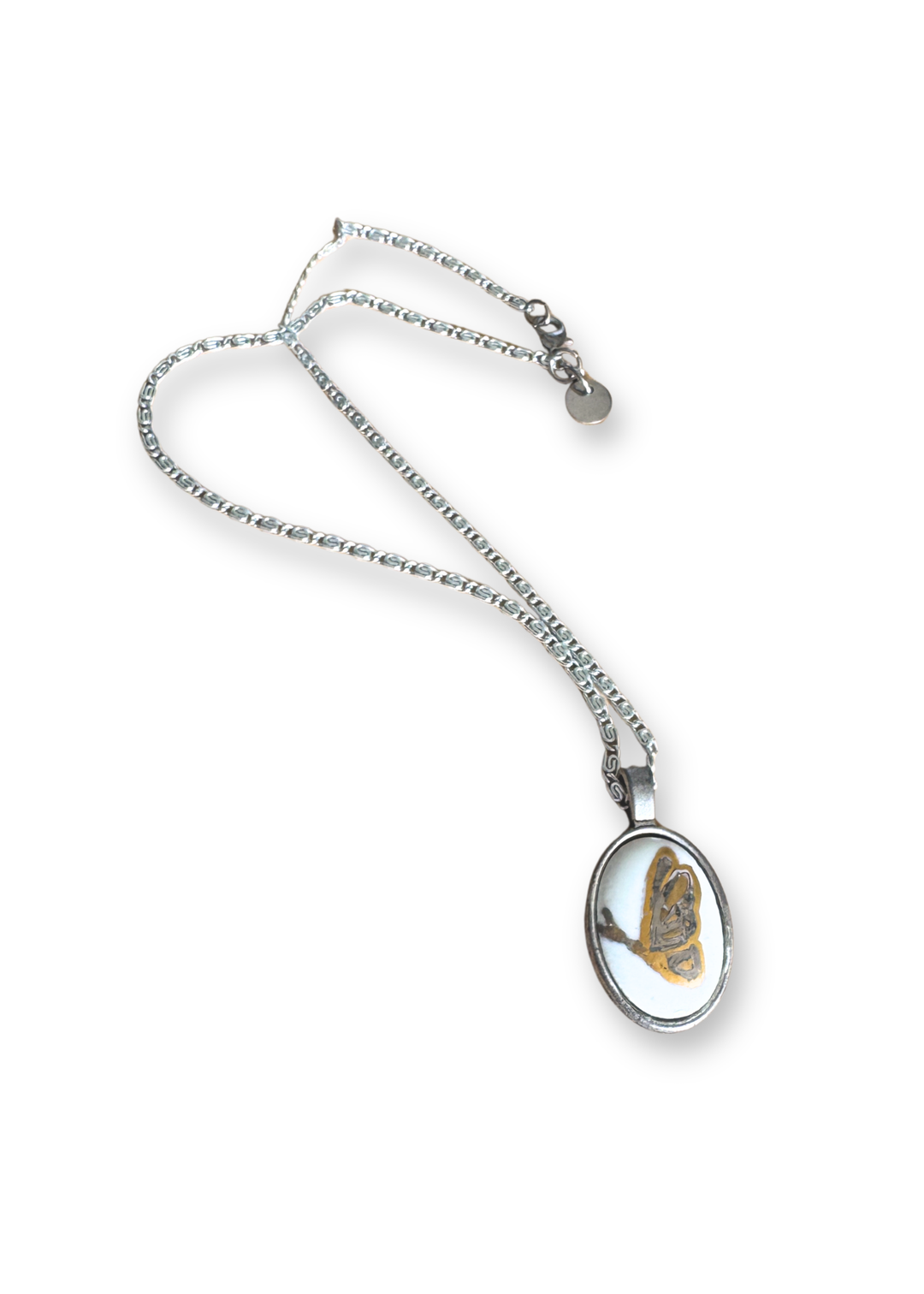 Butterfly Porcelain Pendant Necklace