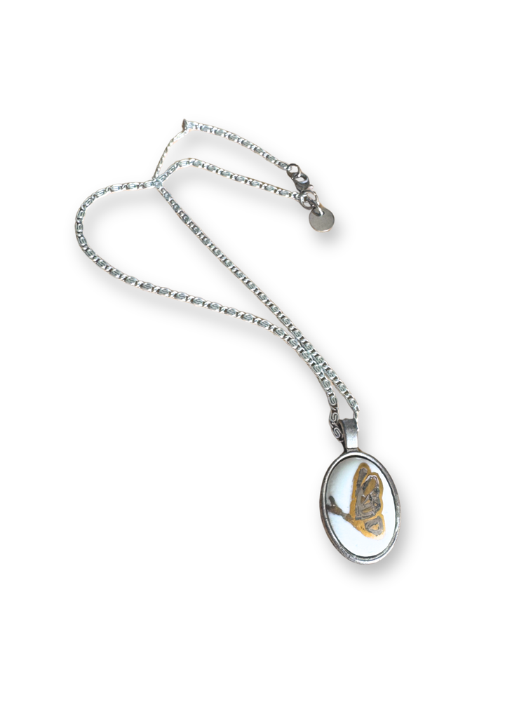 Butterfly Porcelain Pendant Necklace