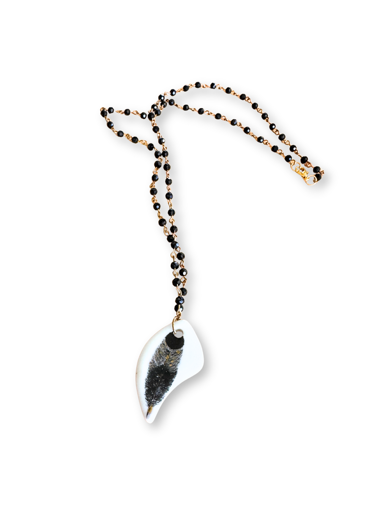 Feather Porcelain Pendant Necklace