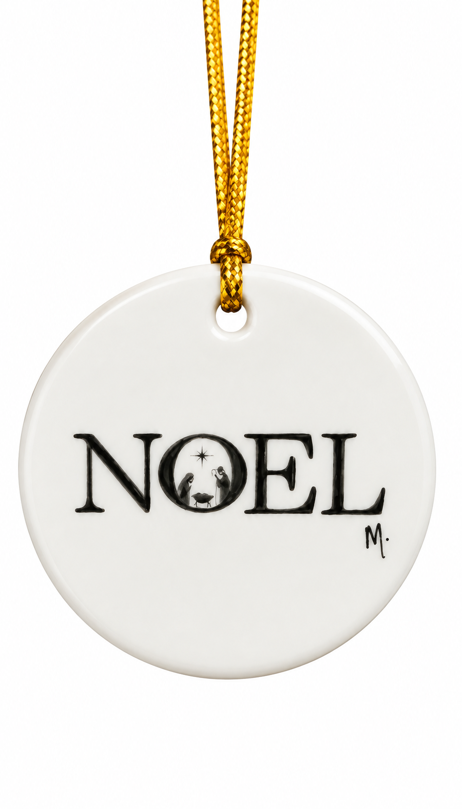 Hand-Painted Noel Nativity Porcelain Christmas Ornament