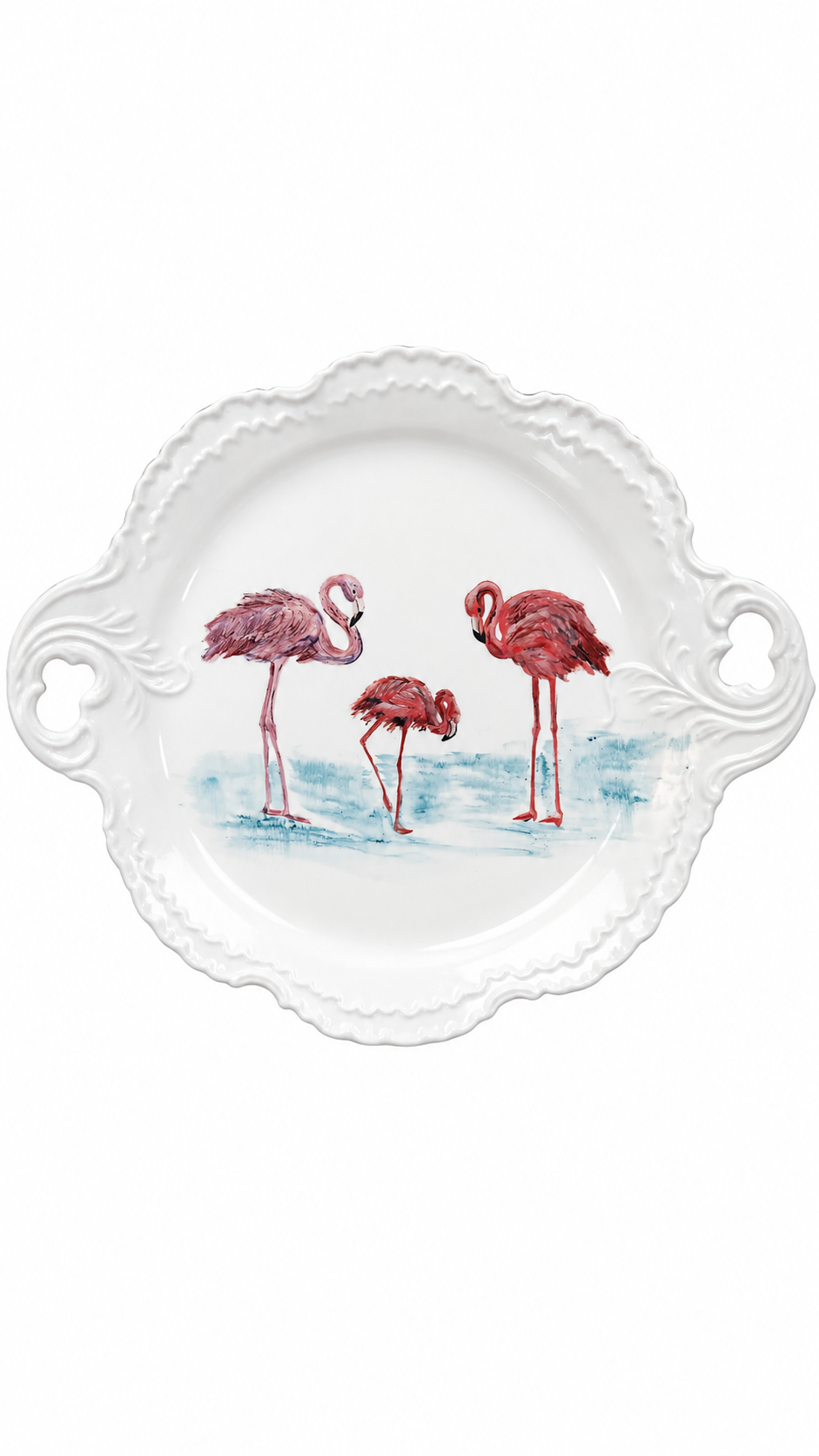 Hand-Painted Flamingo Porcelain Serving Platter