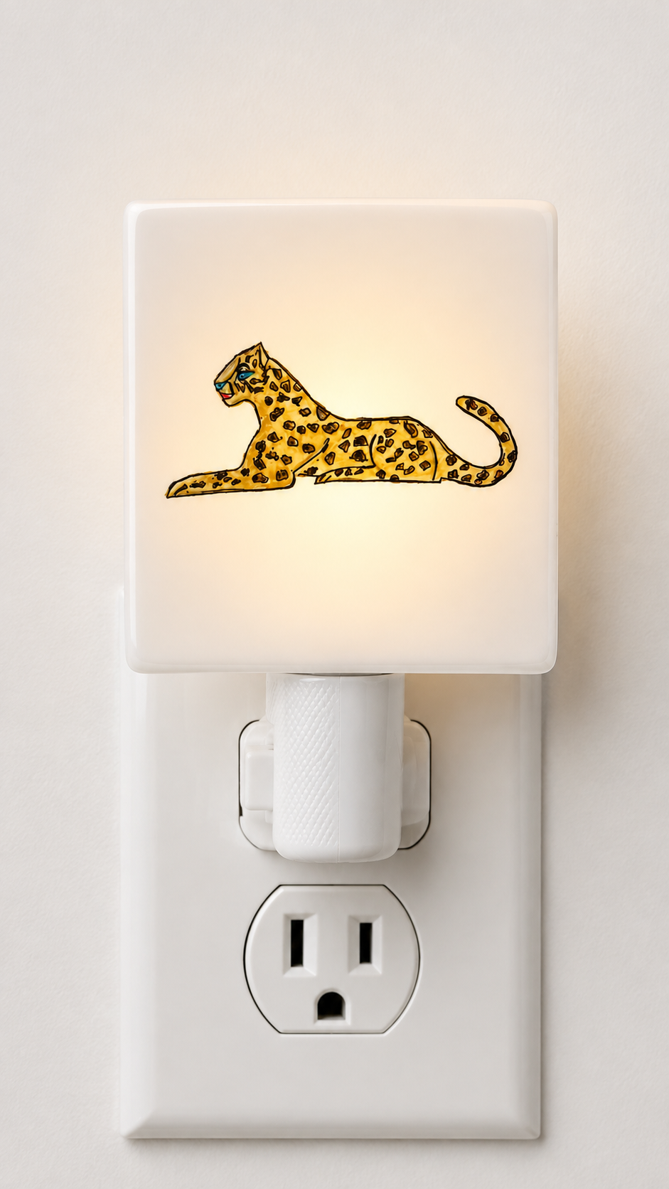 Hand-Painted Leopard Porcelain Night Light