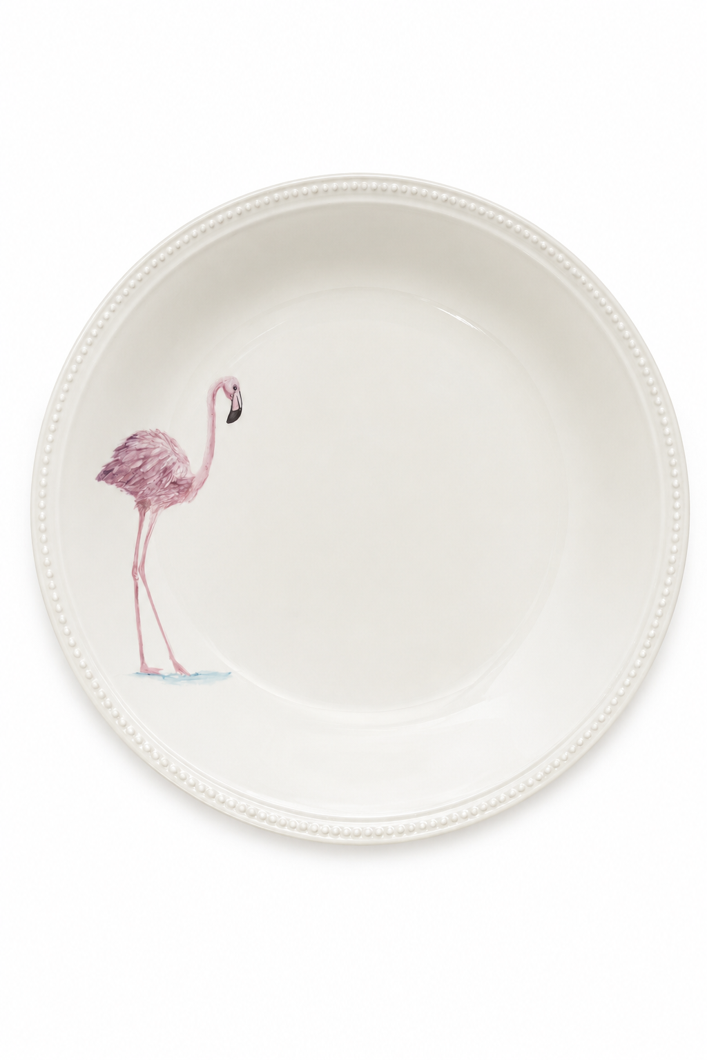 Hand-Painted Flamingo Porcelain Dinner Plate