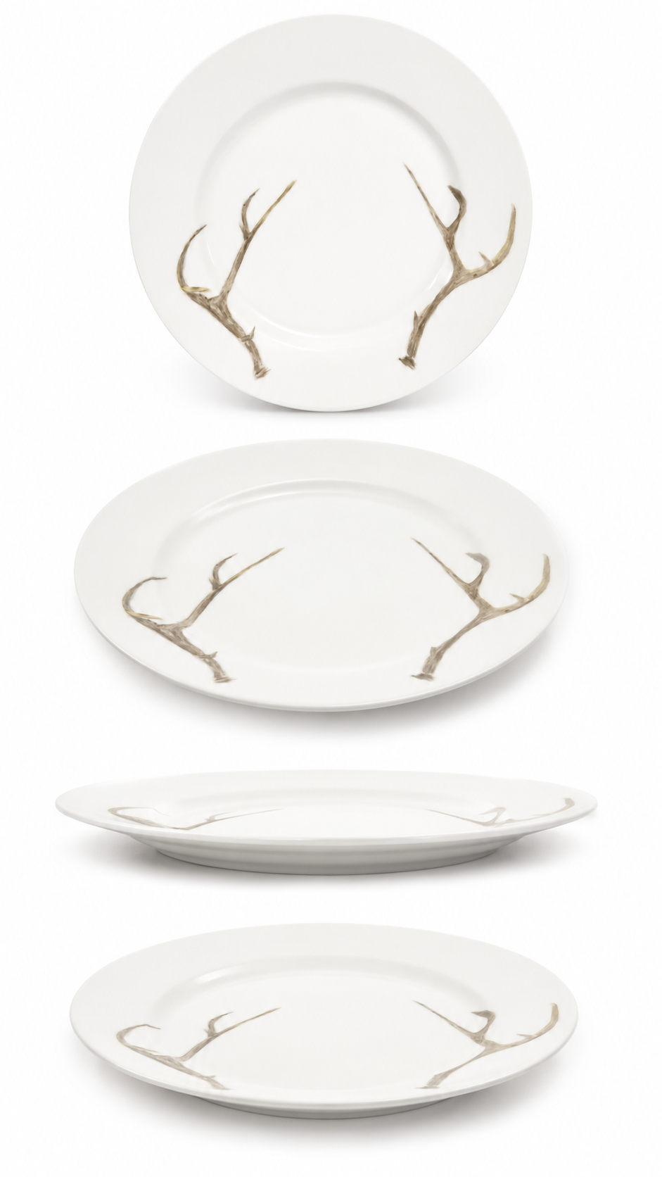 Rustic Elegance Antler Dinnerware Table Setting | Hand-Painted Porcelain Collection