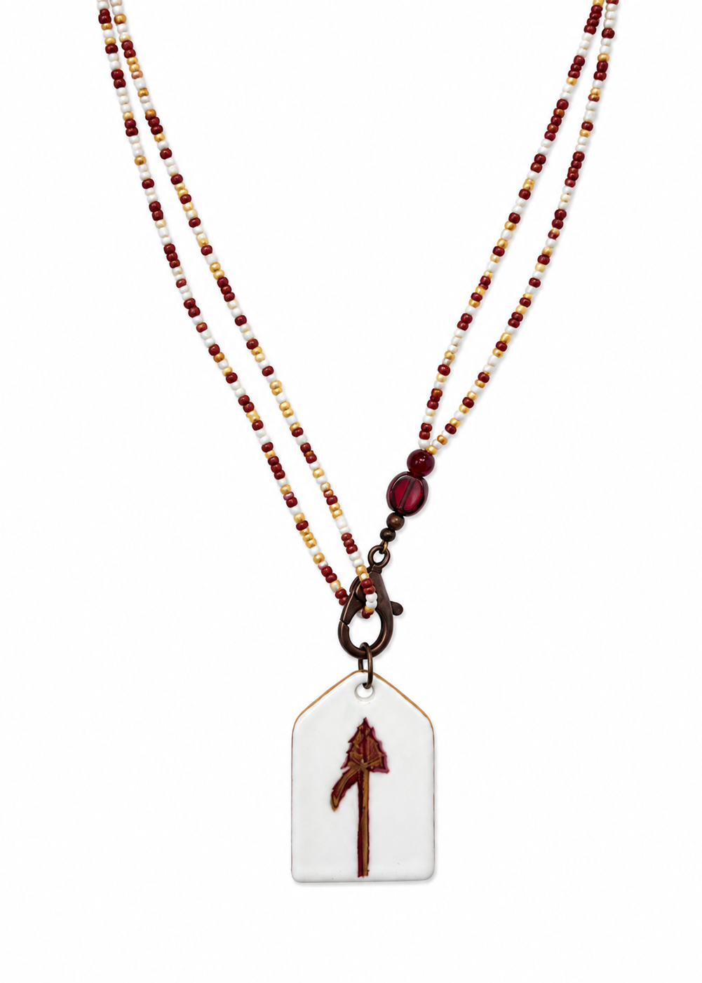 Florida State Seminoles Arrow Hand-Painted Porcelain Pendant Necklace