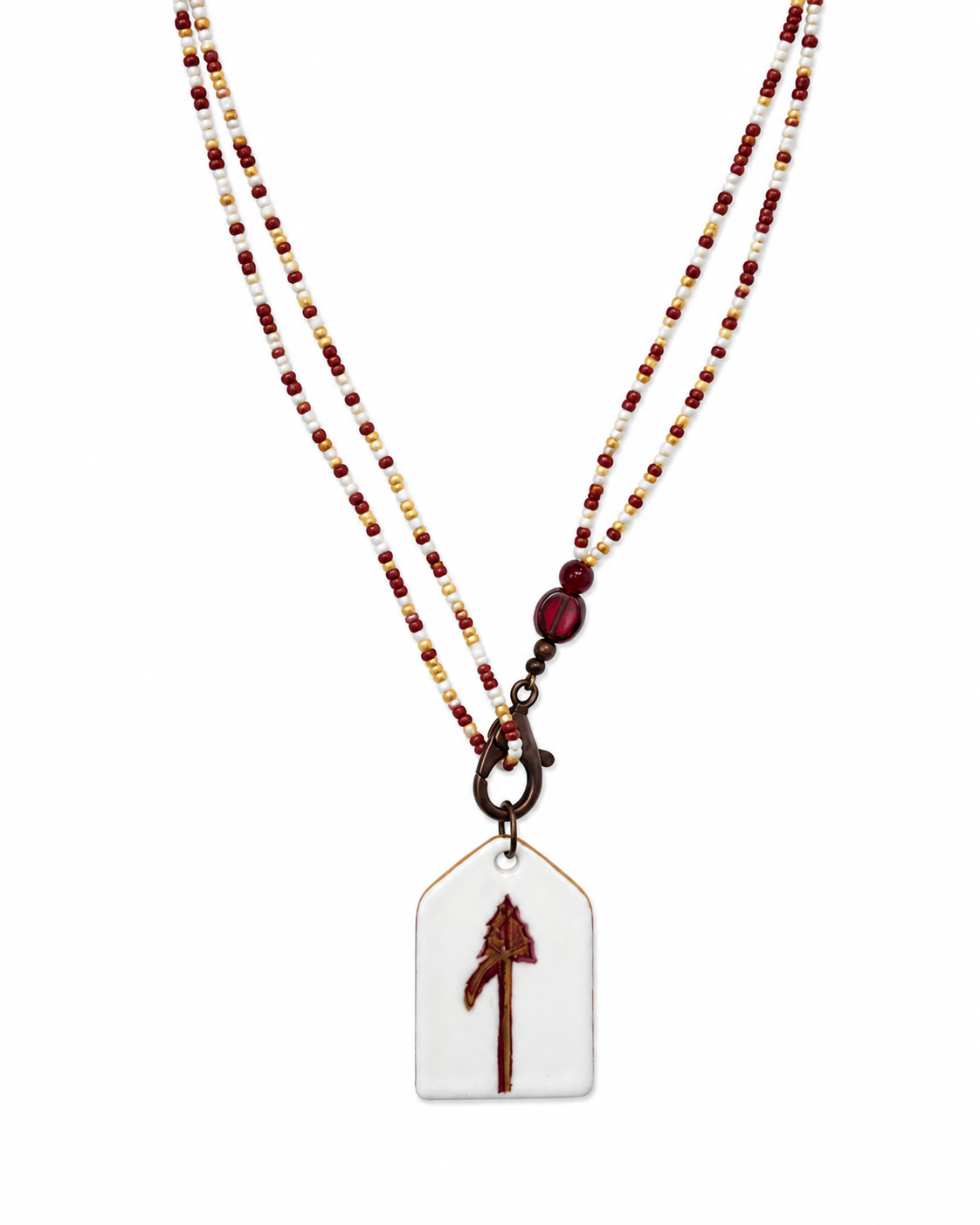 Florida State Seminoles Arrow Hand-Painted Porcelain Pendant Necklace