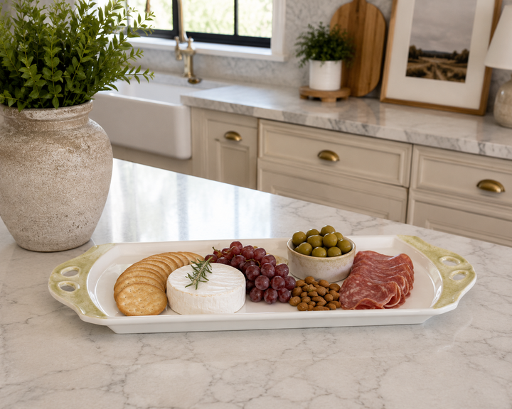 Hand-Painted Scallop Shell Porcelain Serving Platter – Coastal Entertaining Tray