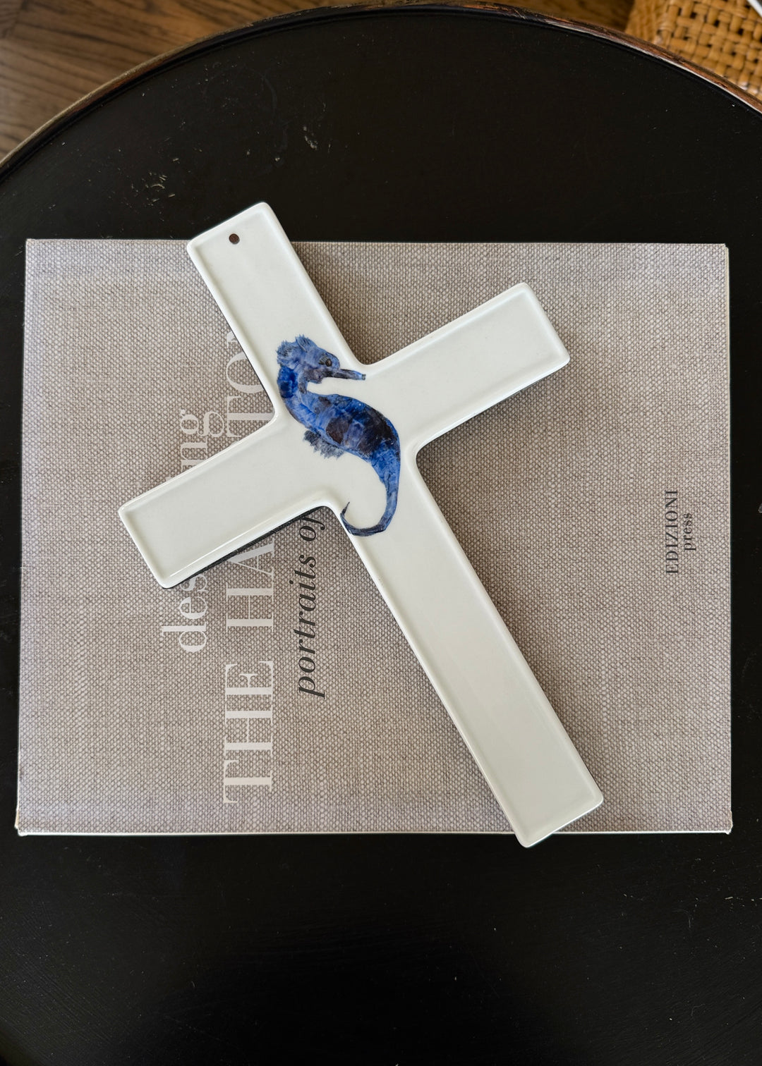 Coastal Blue Seahorse Cross Wall Decor