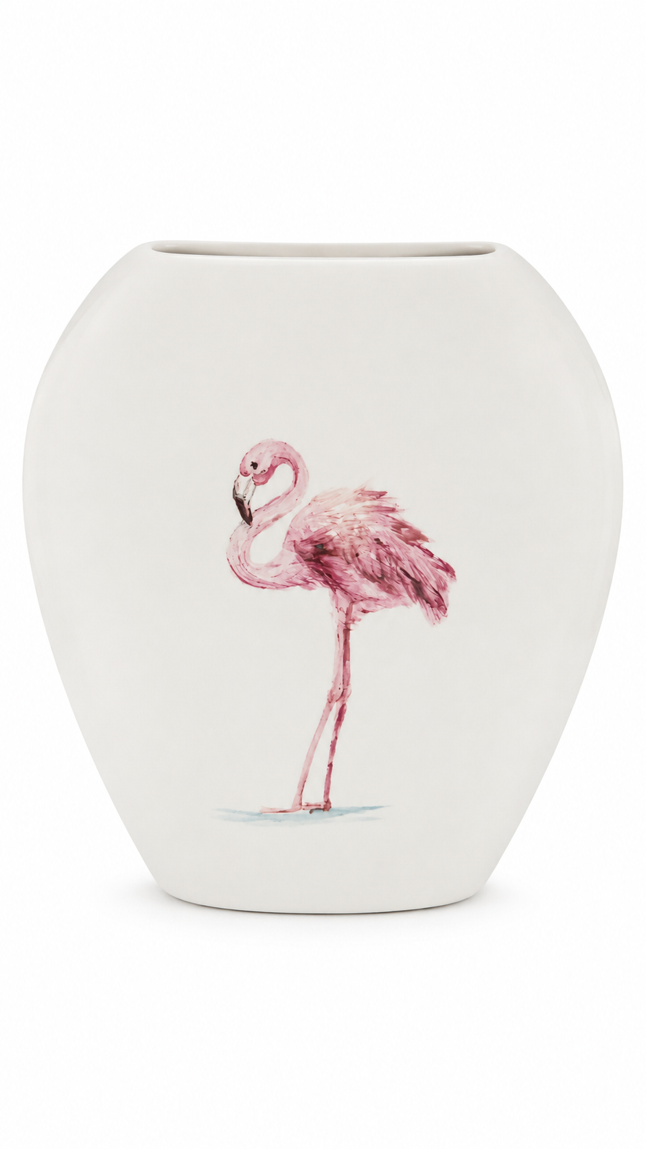 Hand-Painted Pink Flamingo Porcelain Vase