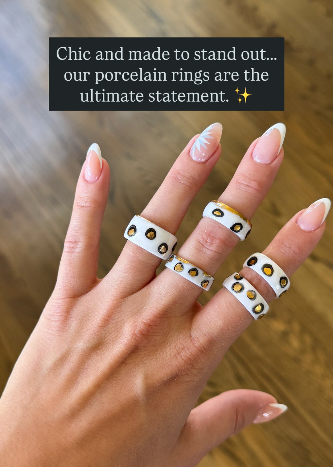 Jaguar Print Polka Dot Porcelain Ring - Size 9