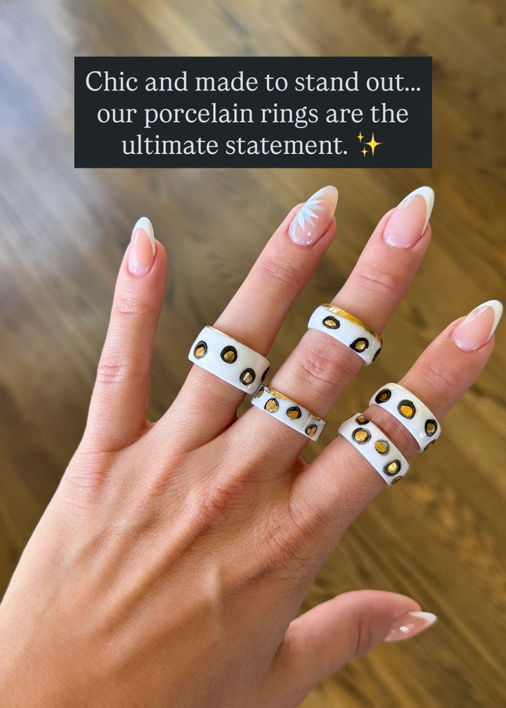 Jaguar Print Polka Dot Porcelain Ring - Size 9
