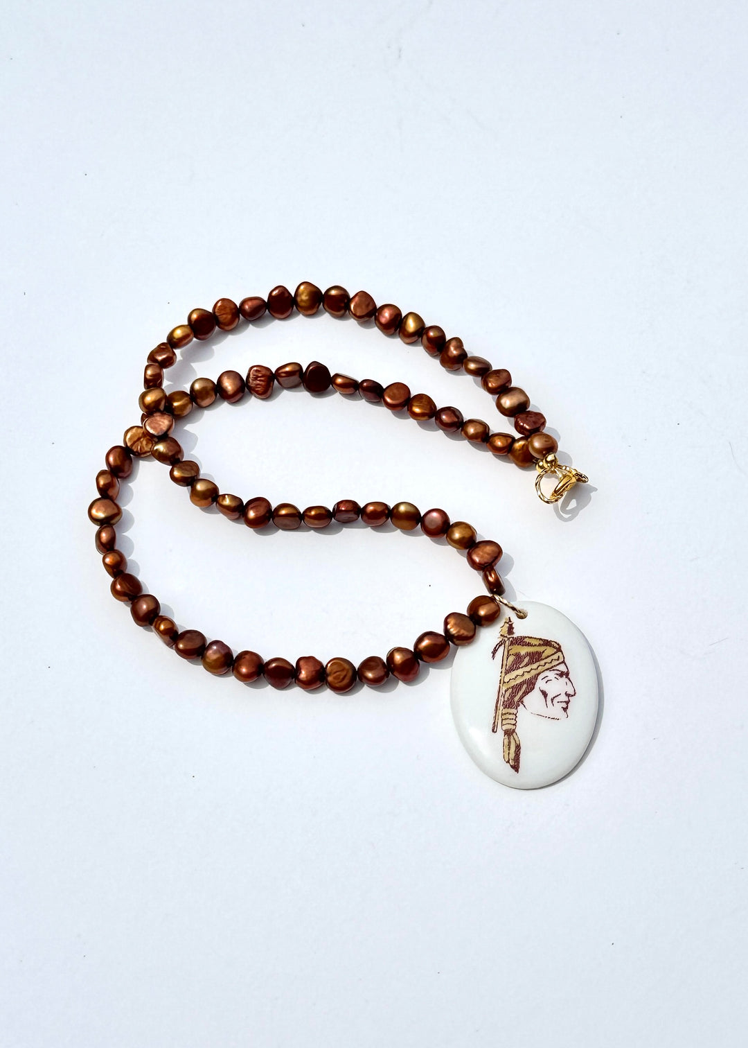 Game day Beaded Necklace Pearl Gold Garnet