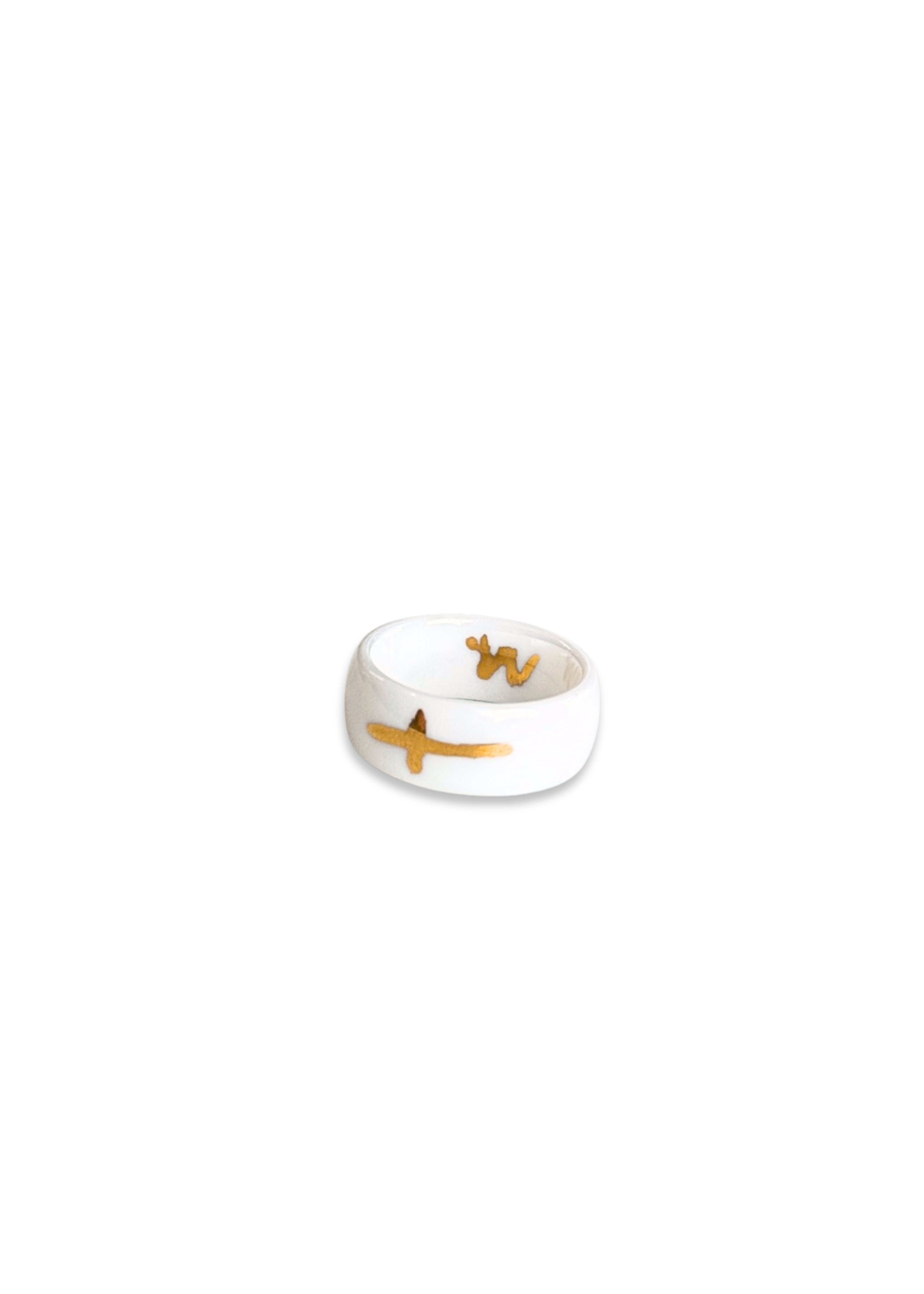 Hand-Painted Cross painted in gold Porcelain Ring