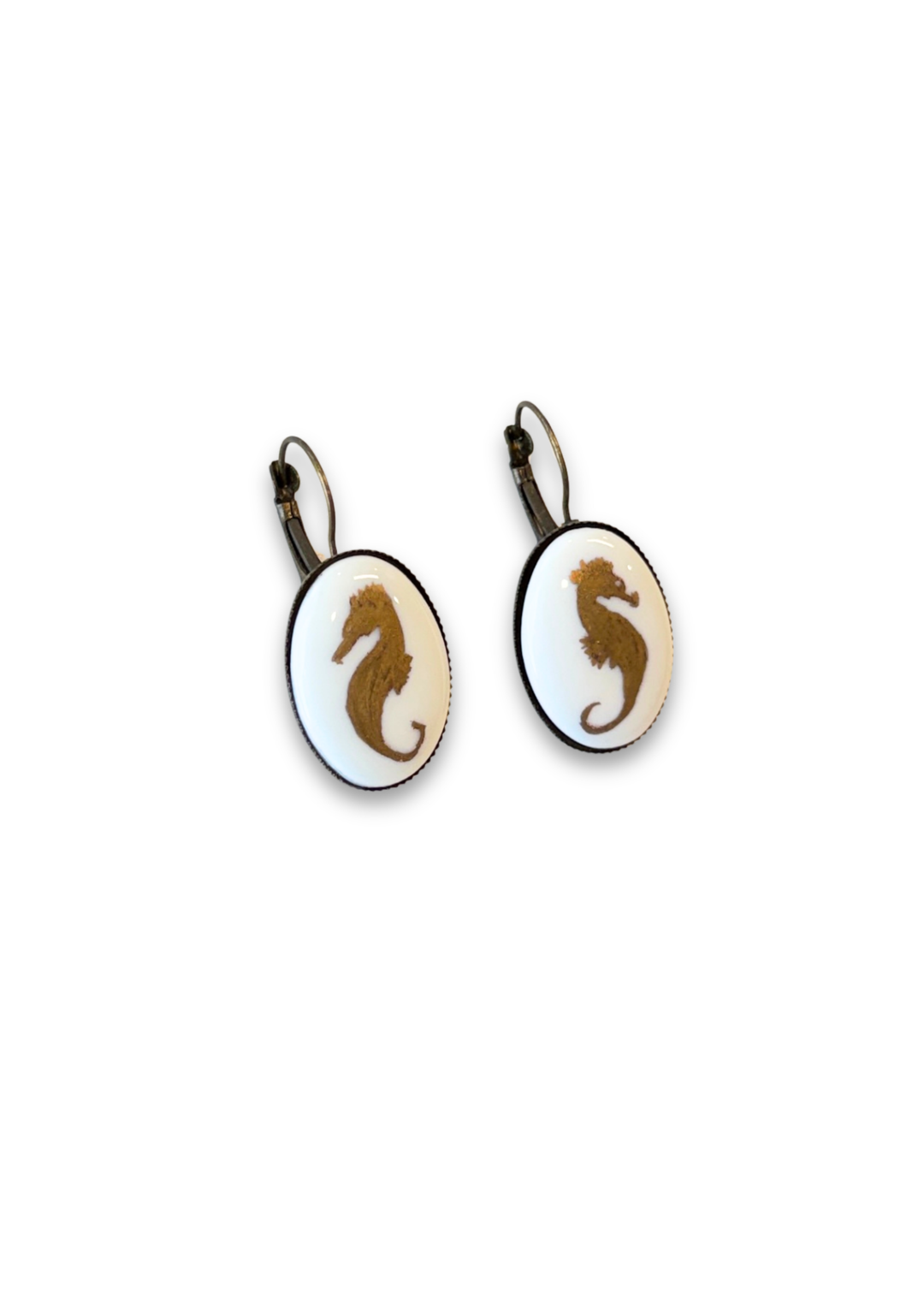 Coastal Golden Seahorse Earrings