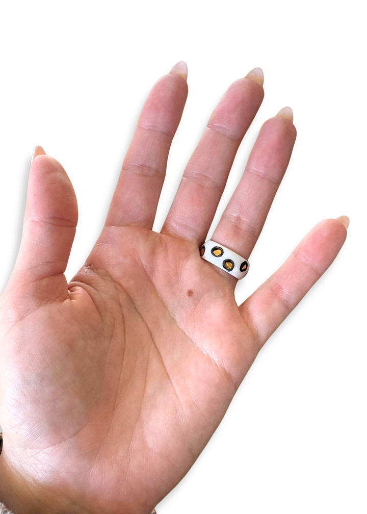 Jaguar Print Polka Dot Porcelain Ring - Size 8