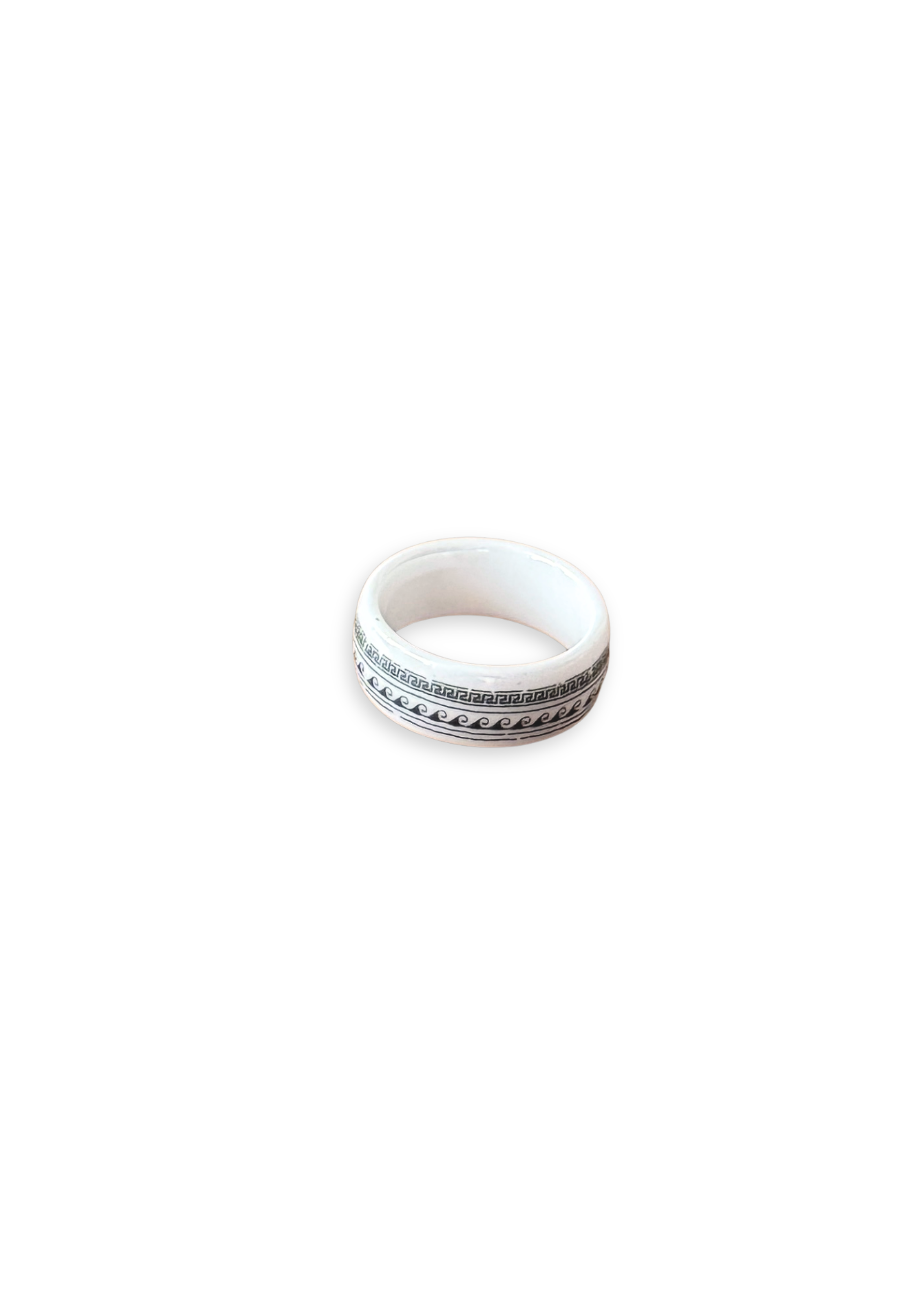 Coastal Tribal Porcelain Ring – Size 7