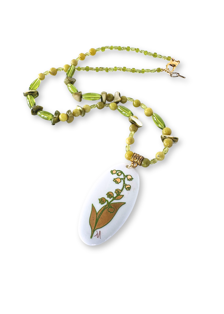 Lily Flower Porcelain Pendant Necklace