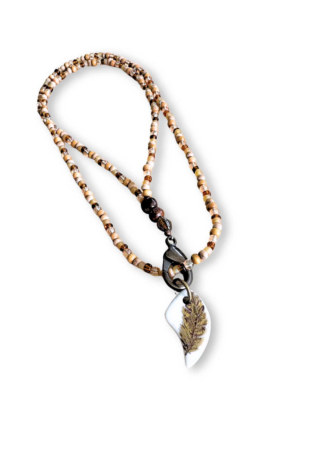 Feather Porcelain Beaded Necklace