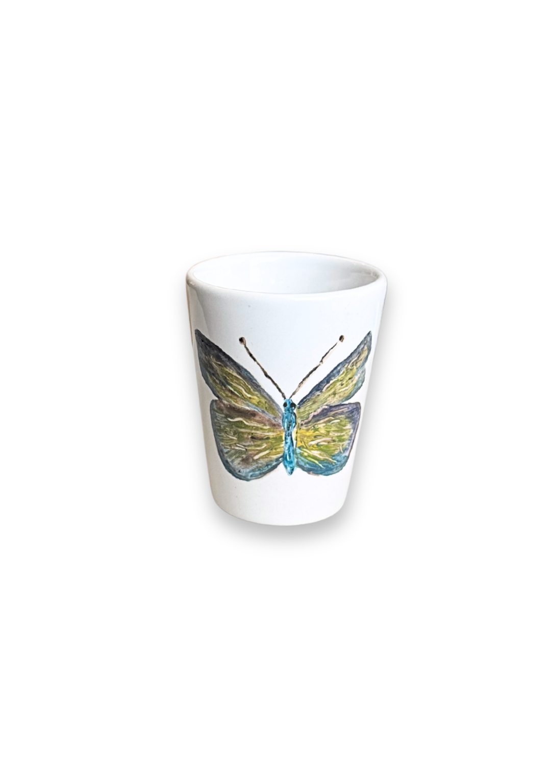 Blue Meadow Butterfly Porcelain Shot Glass