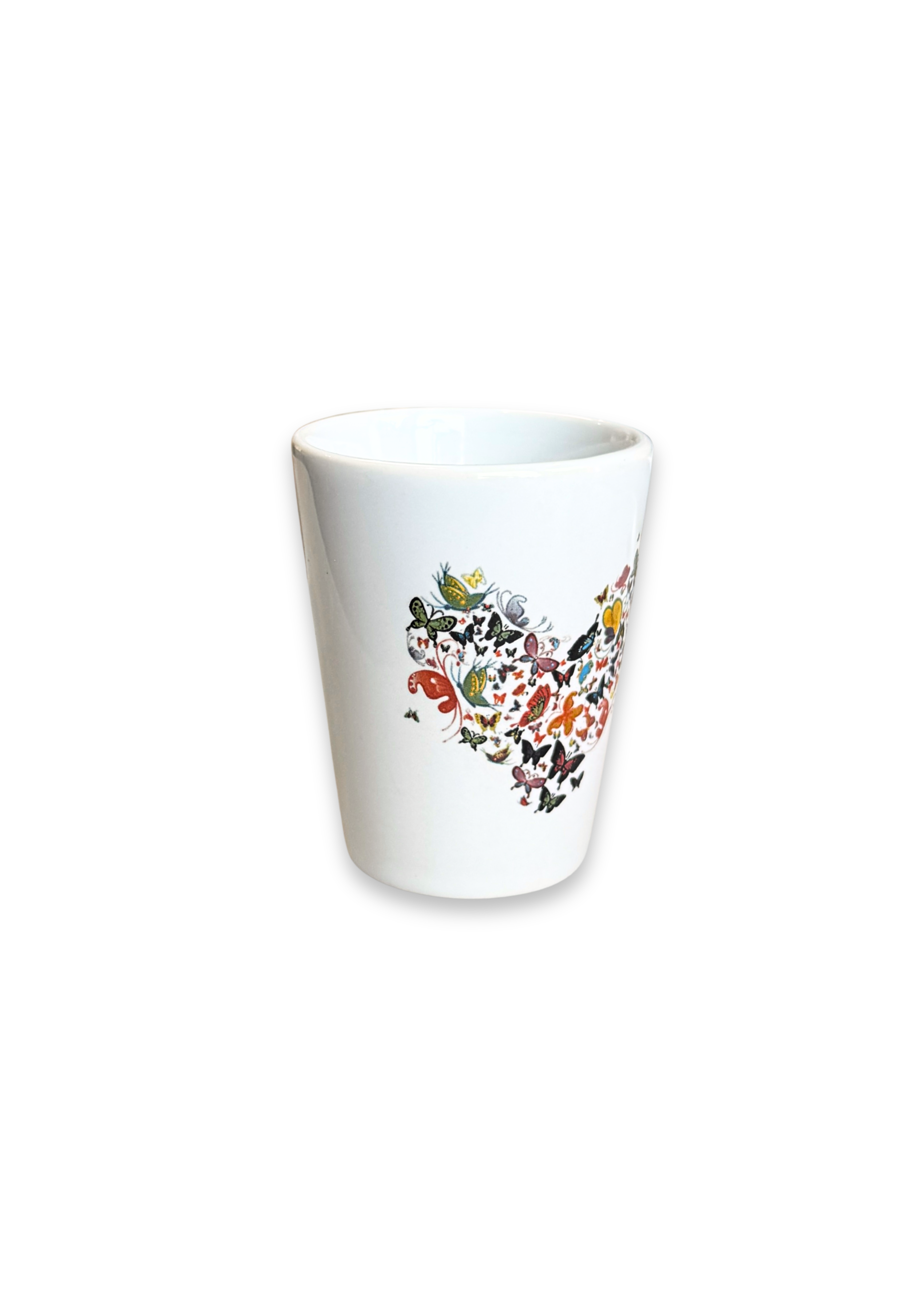 Heart of Butterflies Porcelain Ceramic Shot Glass