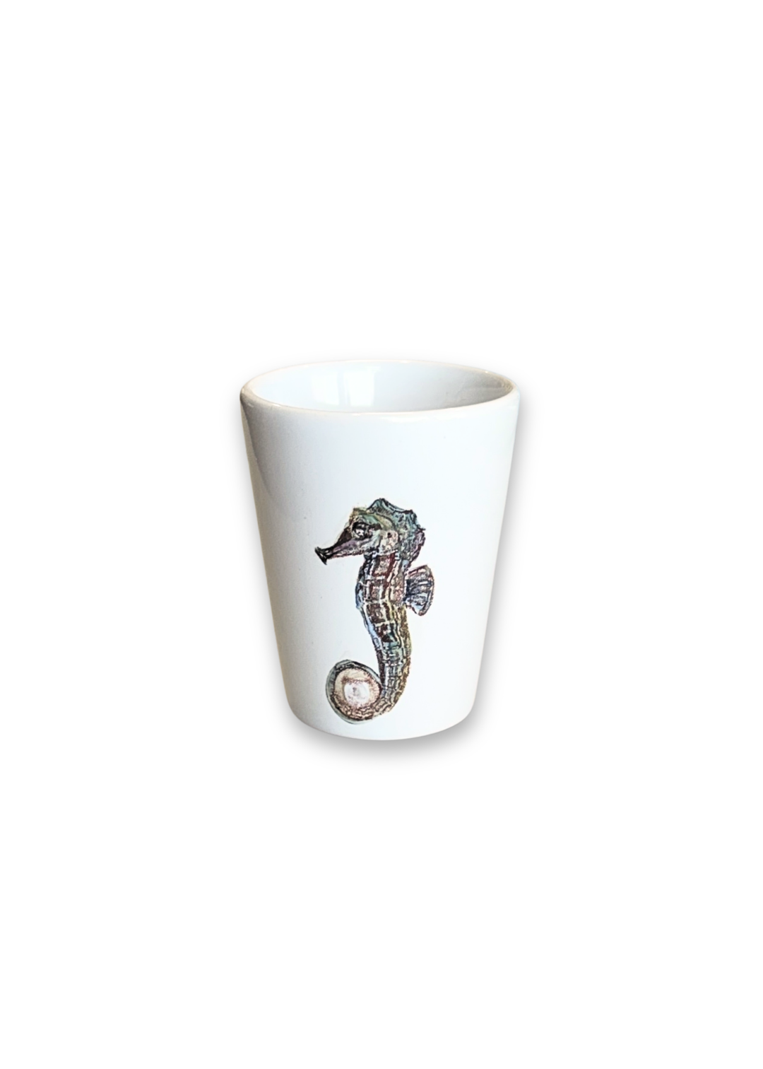 Coastal Seahorse Porcelain Ceramic Shot Glass