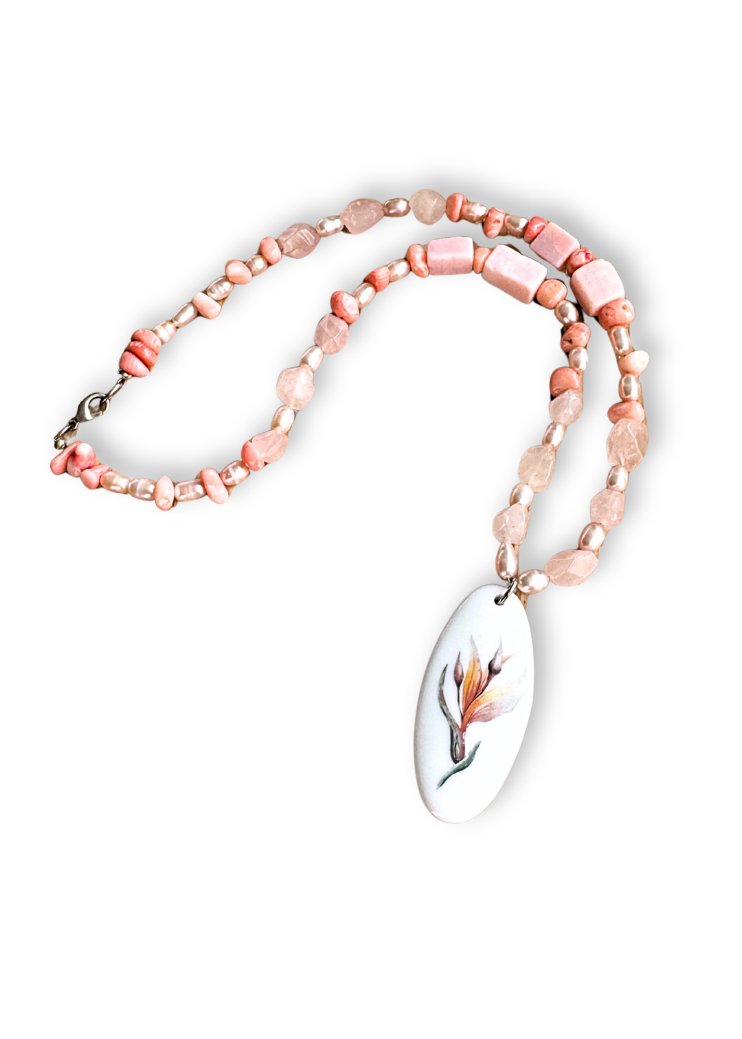 Floral Pendant Beaded Necklace