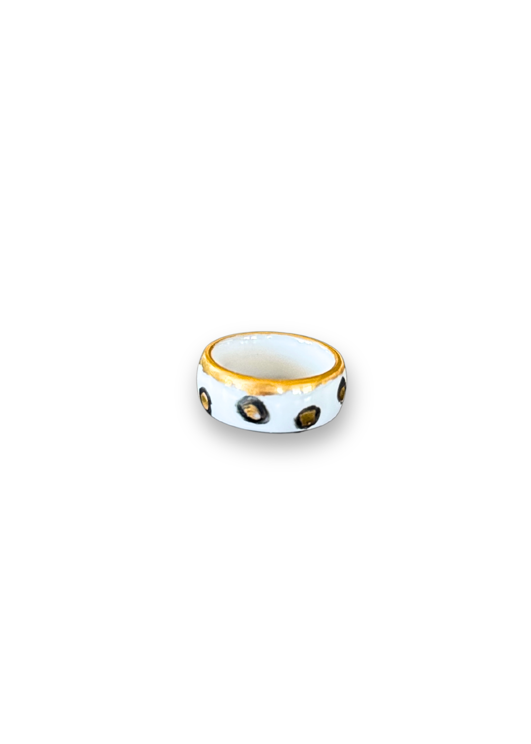 Jaguar Print Polka Dot Porcelain Ring - Size 7