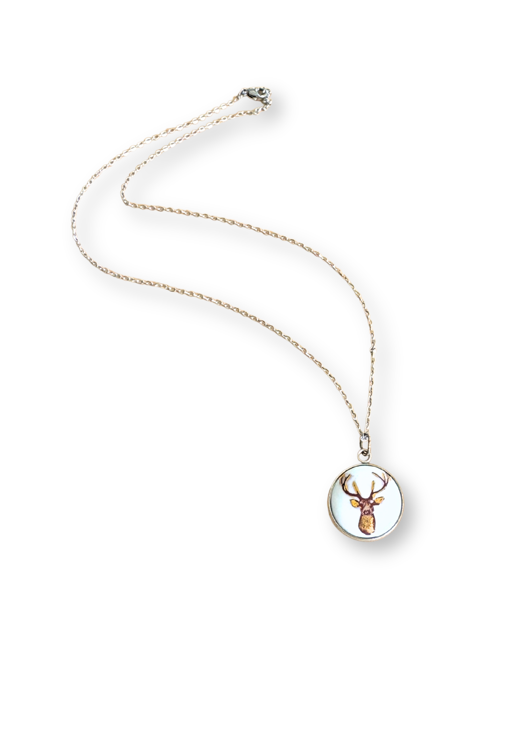 Deer Head Porcelain Pendant Necklace