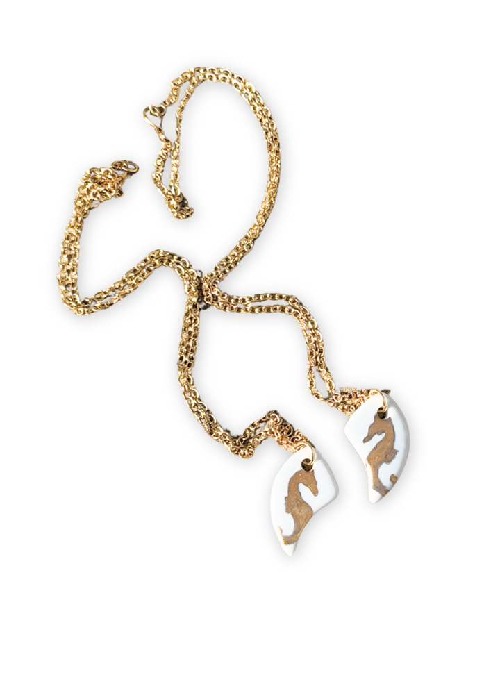 Seahorse Porcelain Pendant Necklace