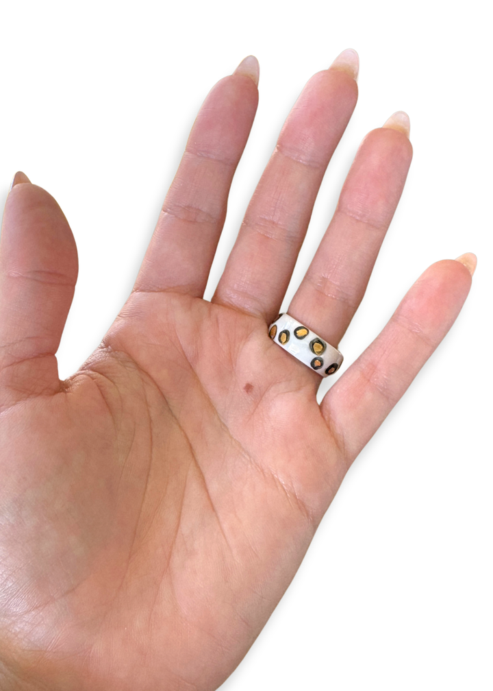 Jaguar Print Polka Dot Porcelain Ring - Size 9