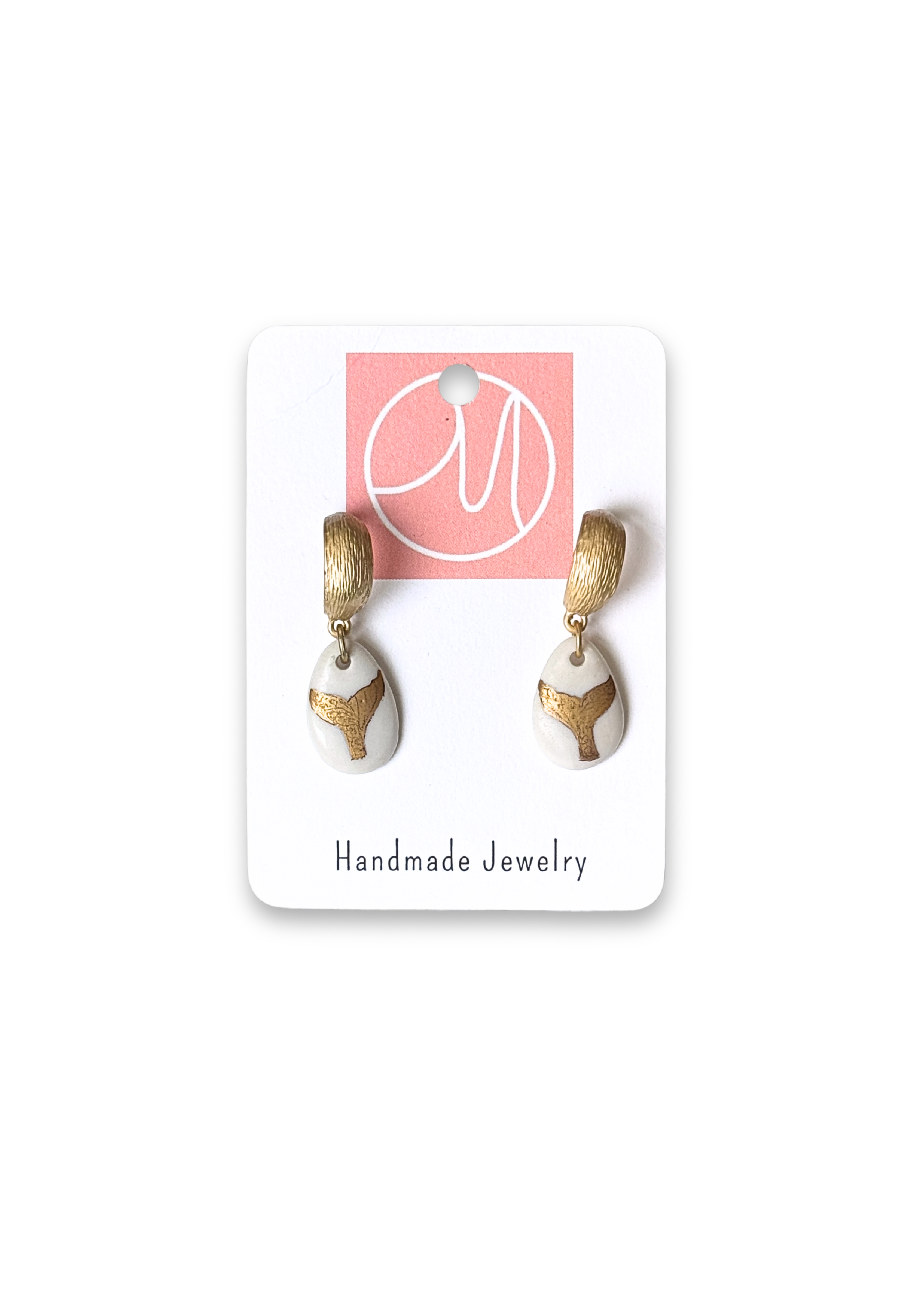 Gold Whale Tale Porcelain Earrings