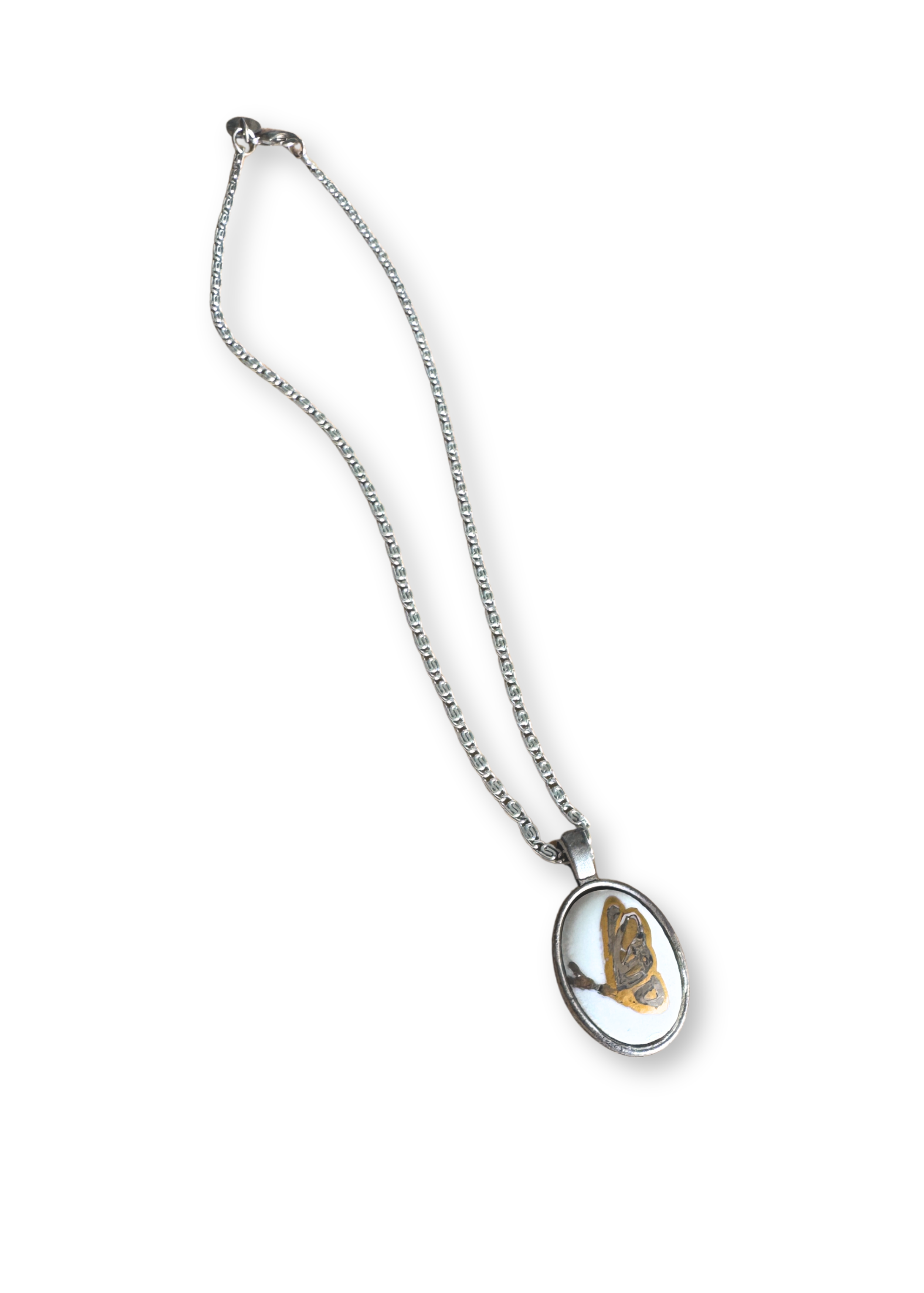 Butterfly Porcelain Pendant Necklace
