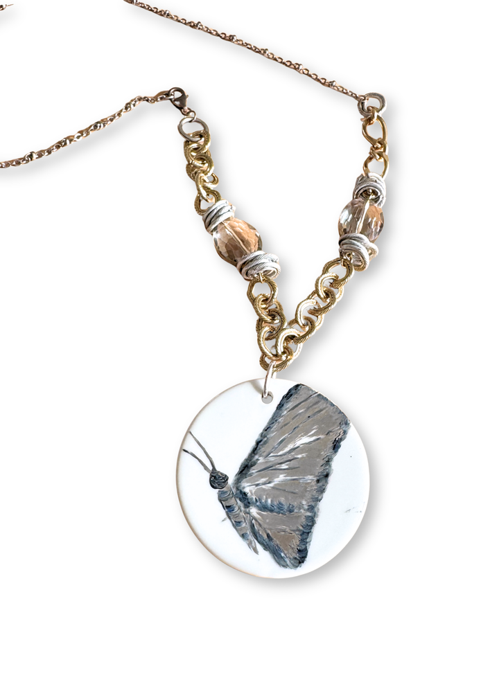 Butterfly Porcelain Pendant Necklace