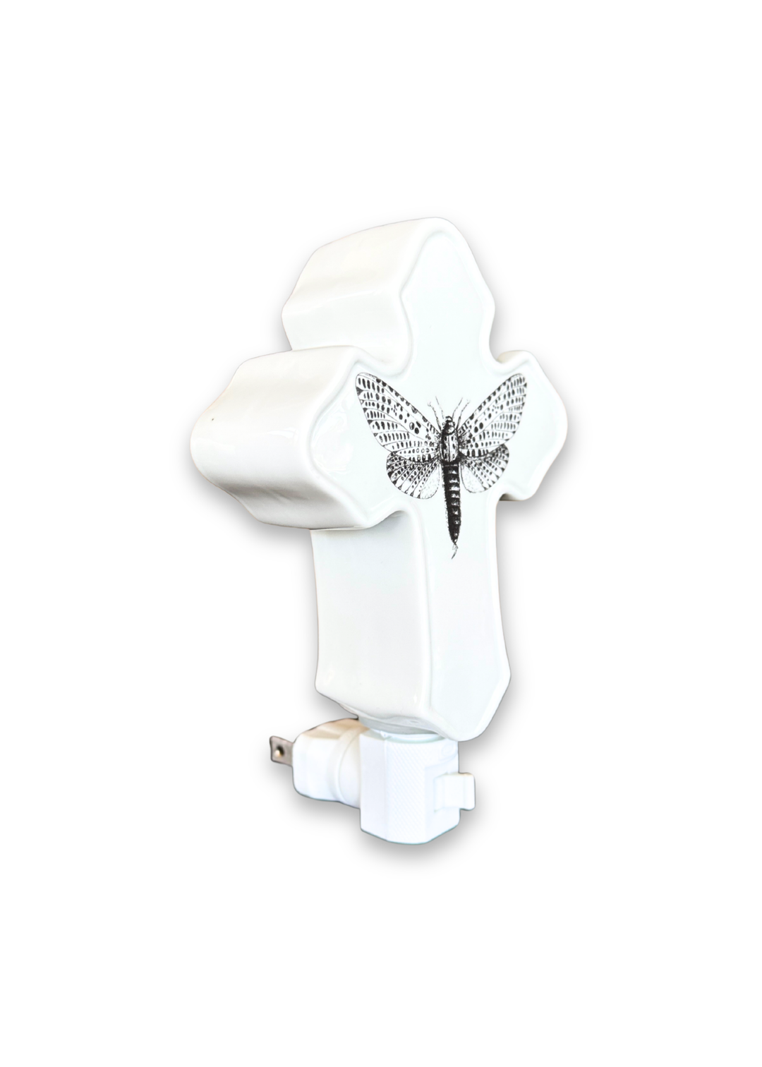 Moth Porcelain Cross Night Light