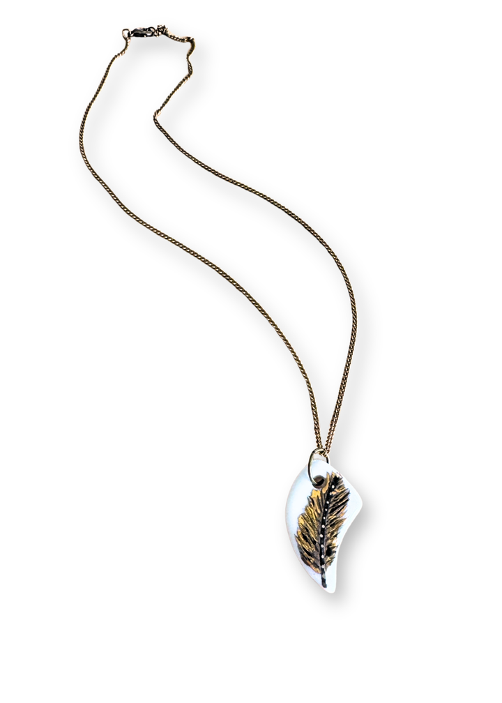 Feather Porcelain Pendant Necklace