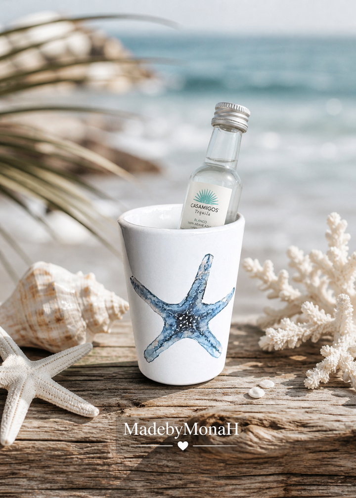 Coastal Starfish Porcelain Ceramic Shot Glass
