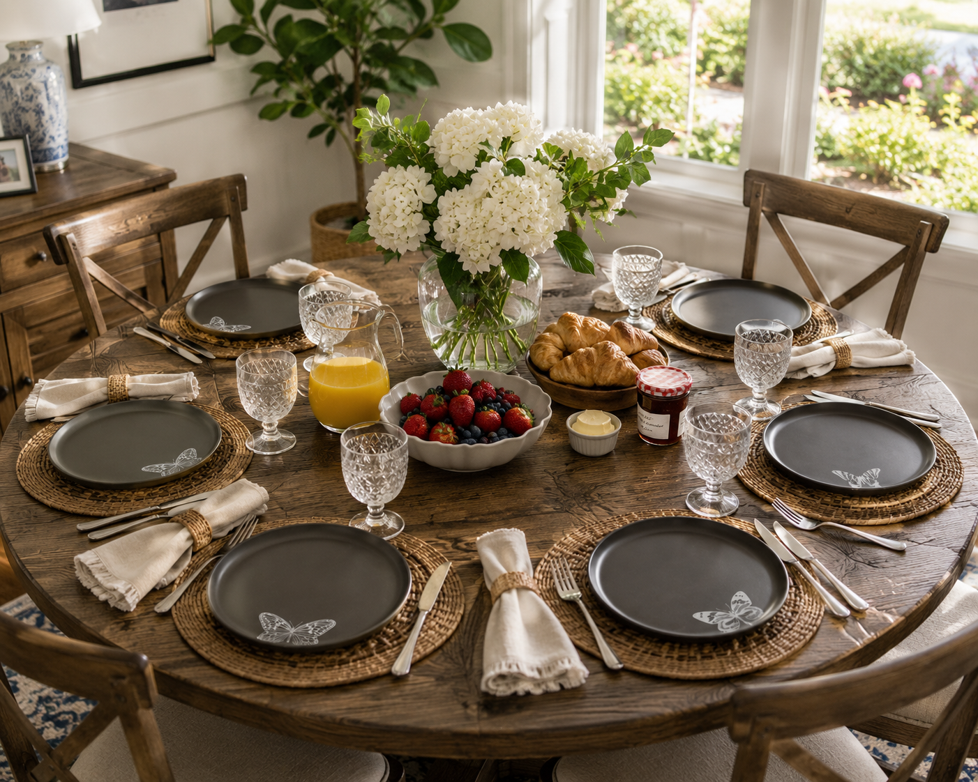 Black Butterfly Salad/Appetizer Plates– Elegant Nature-Inspired Tableware