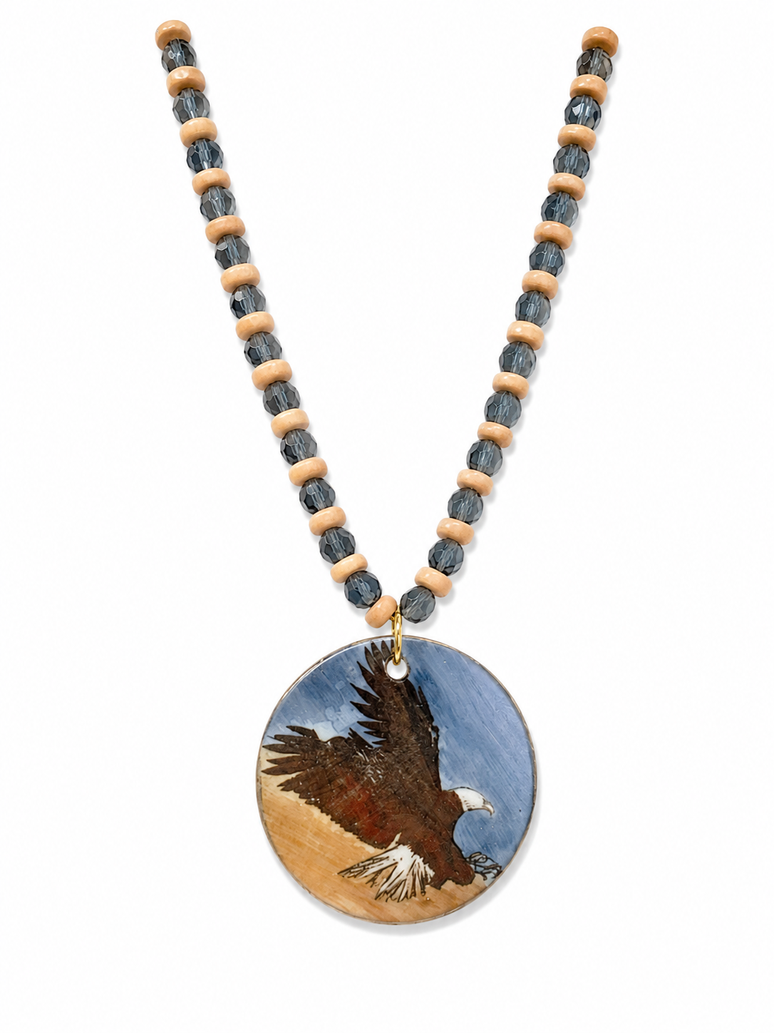 Hand-Painted War Eagle Porcelain Pendant Necklace – Auburn Game Day Statement Jewelry