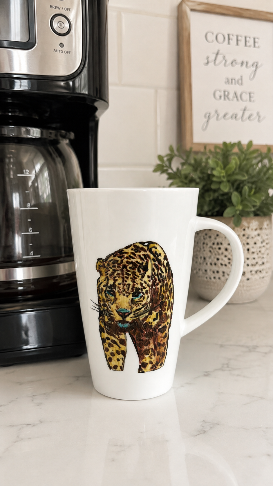 Hand-Painted aguar Porcelain Latte Mug | Wildlife Coffee Mug | Made by Mona H