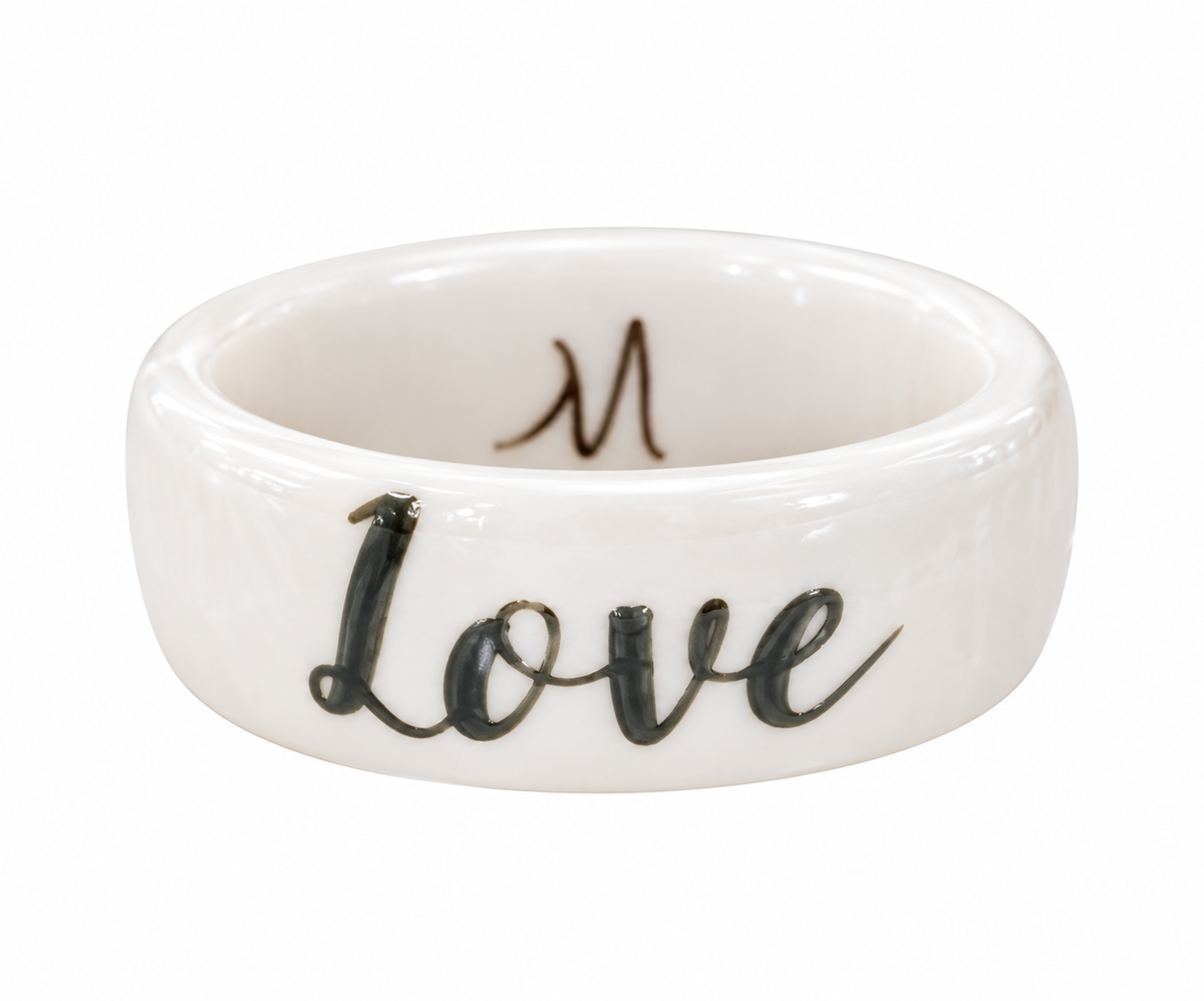 Hand-Painted Porcelain Love Ring – Timeless Jewelry