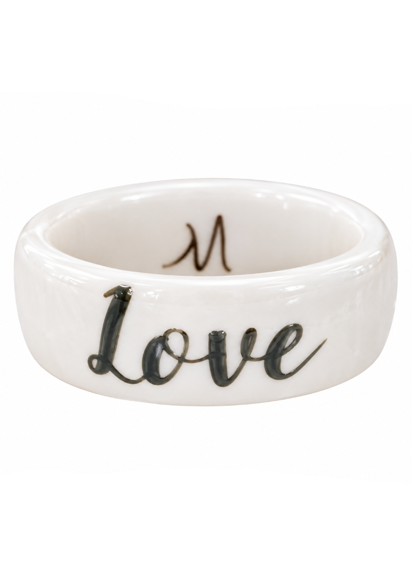 Hand-Painted Porcelain Love Ring – Timeless Jewelry