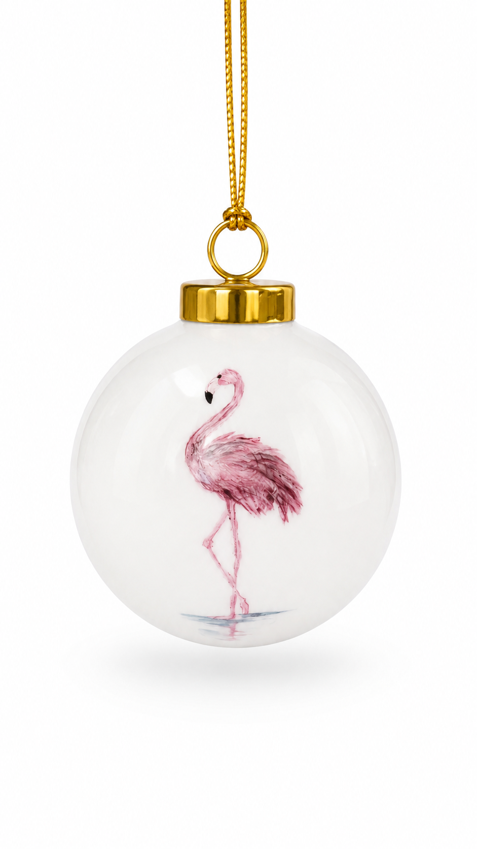 Pink Flamingo Porcelain Ornament