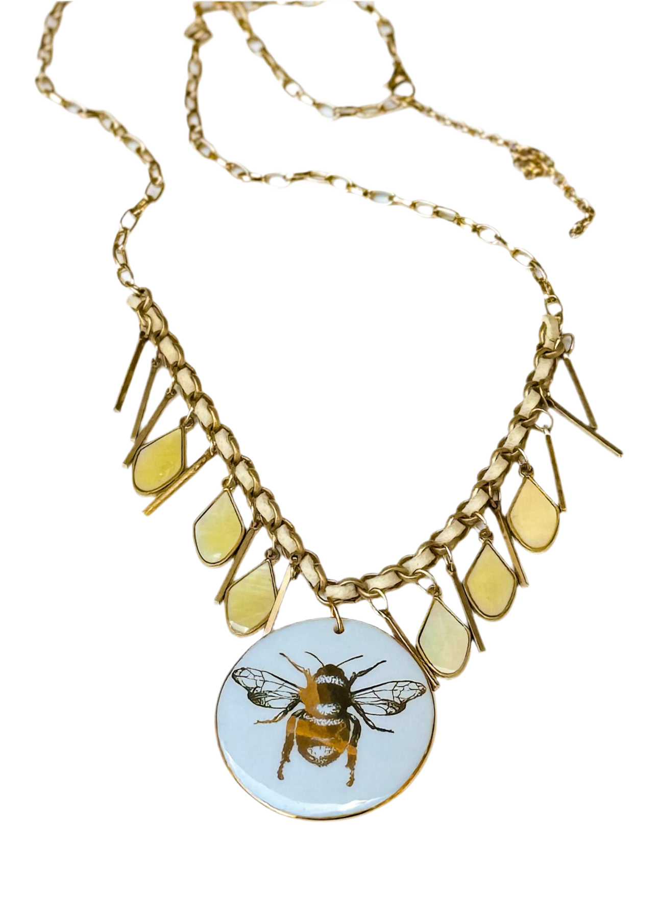 Bee Porcelain Pendant Chain Charm Necklace
