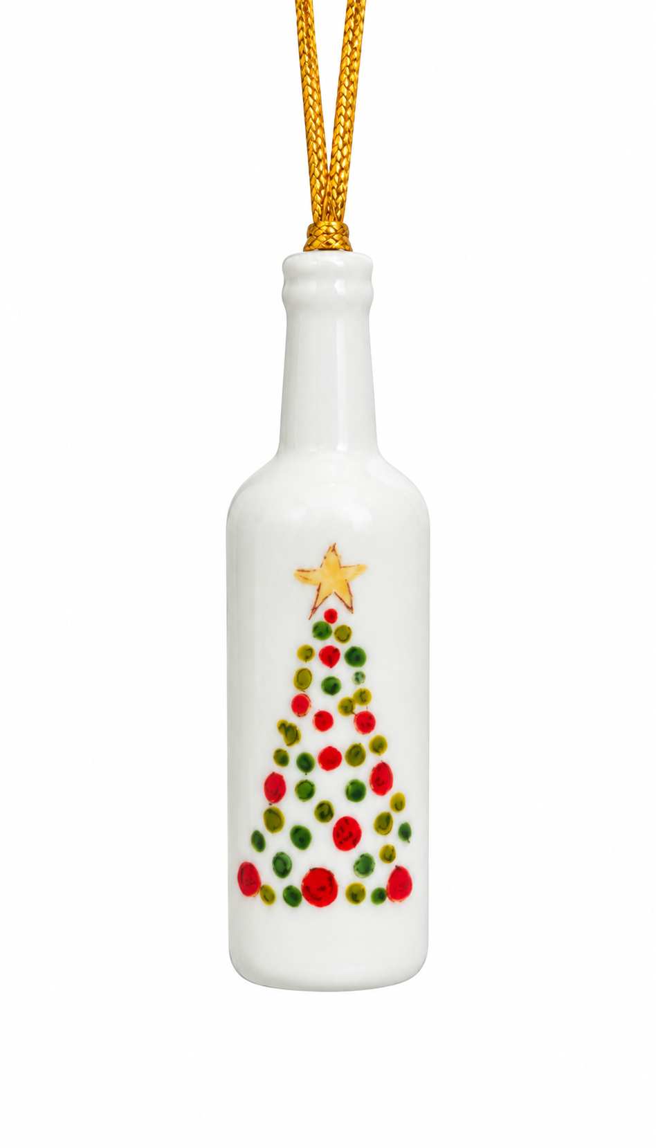Hand-Painted Christmas Tree Porcelain Wine Bottle Ornament