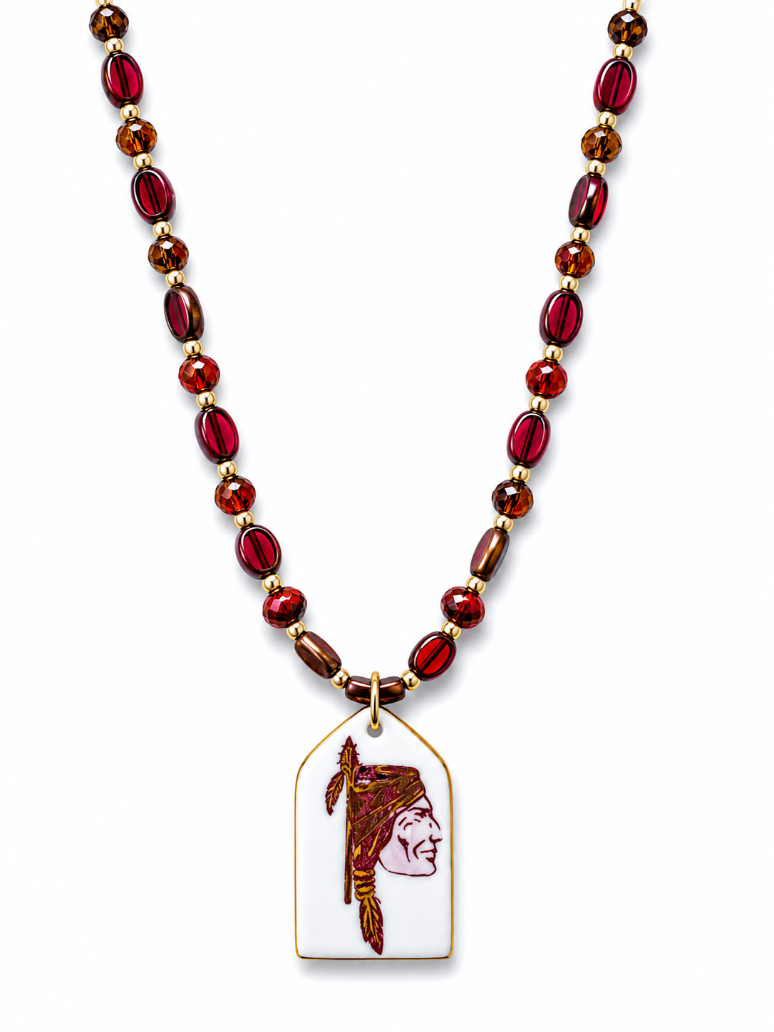Seminole Spirit Porcelain Pendant Necklace – Hand-Painted Game Day Elegance