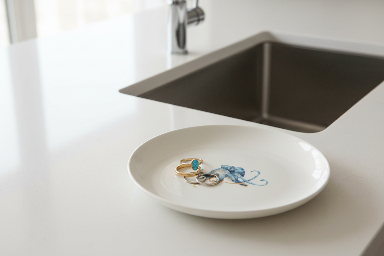 Blue Octopus 6-Inch Ceramic Ring Dish