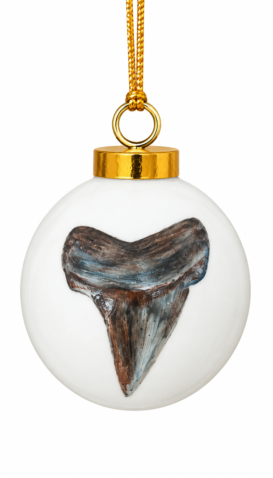Hand-Painted Shark Tooth Porcelain Christmas Ornament