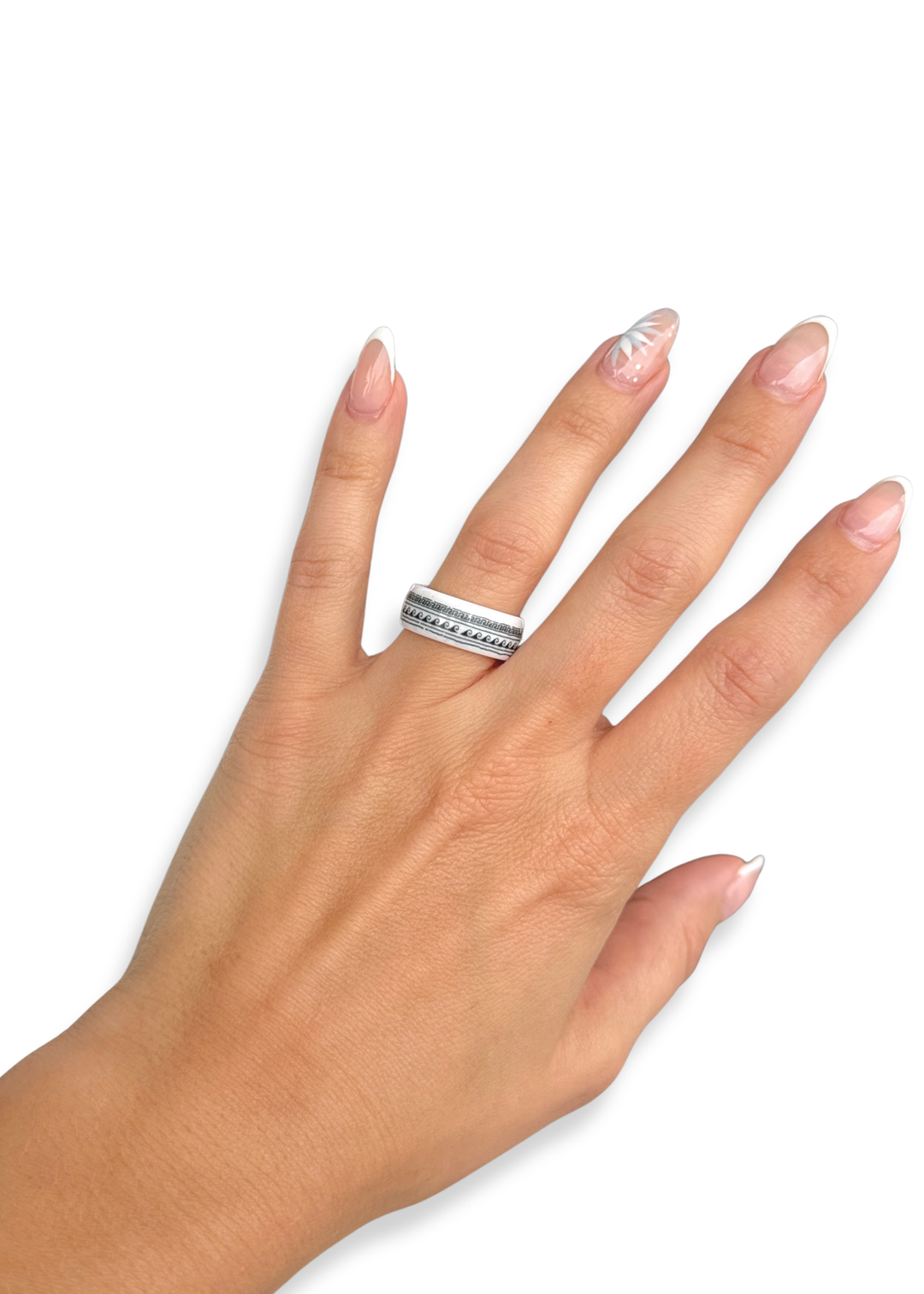 Coastal Tribal Porcelain Ring – Size 7